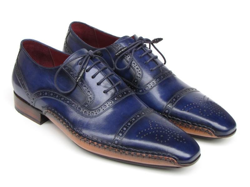 Paul Parkman ''5032-NAVY'' Navy Blue Genuine Leather Captoe Oxford Shoes.